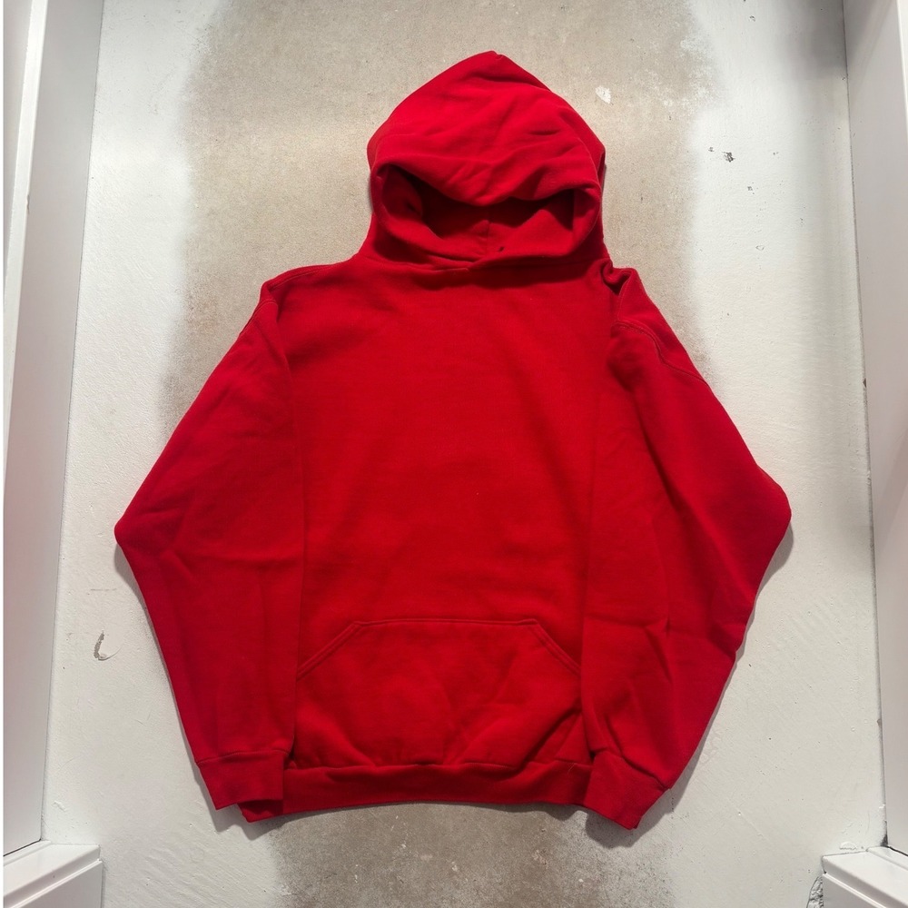 Vintage 80s Russell Athletic Hoodie Red Blank Made in USA XL Rare Sportswear